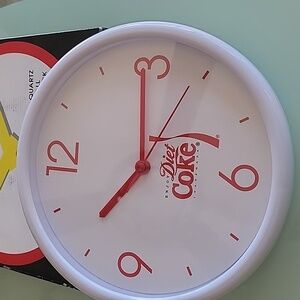 Diet Coke. White W/red Letters 10" Wall Clock.